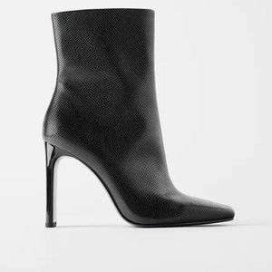 ZARA HEELED ANIMAL PRINT ANKLE BOOTS TRF11